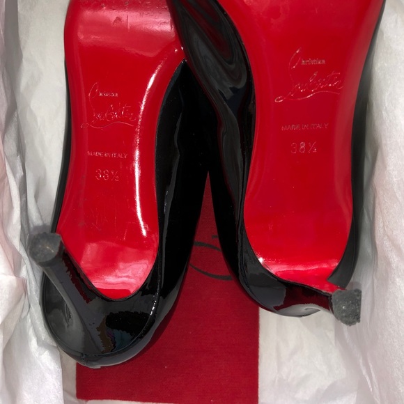 Christian Louboutin Simple Black Patent Calf Leather 70 Heel Pumps Size 38.5 - Picture 11 of 16